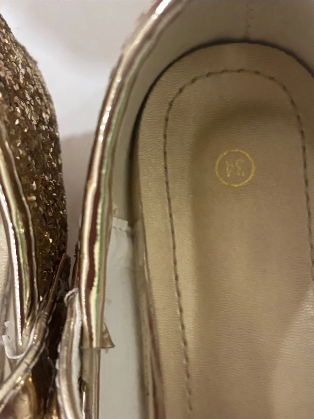 Girls Sparkle Gold Bow Mary Jane Shoes